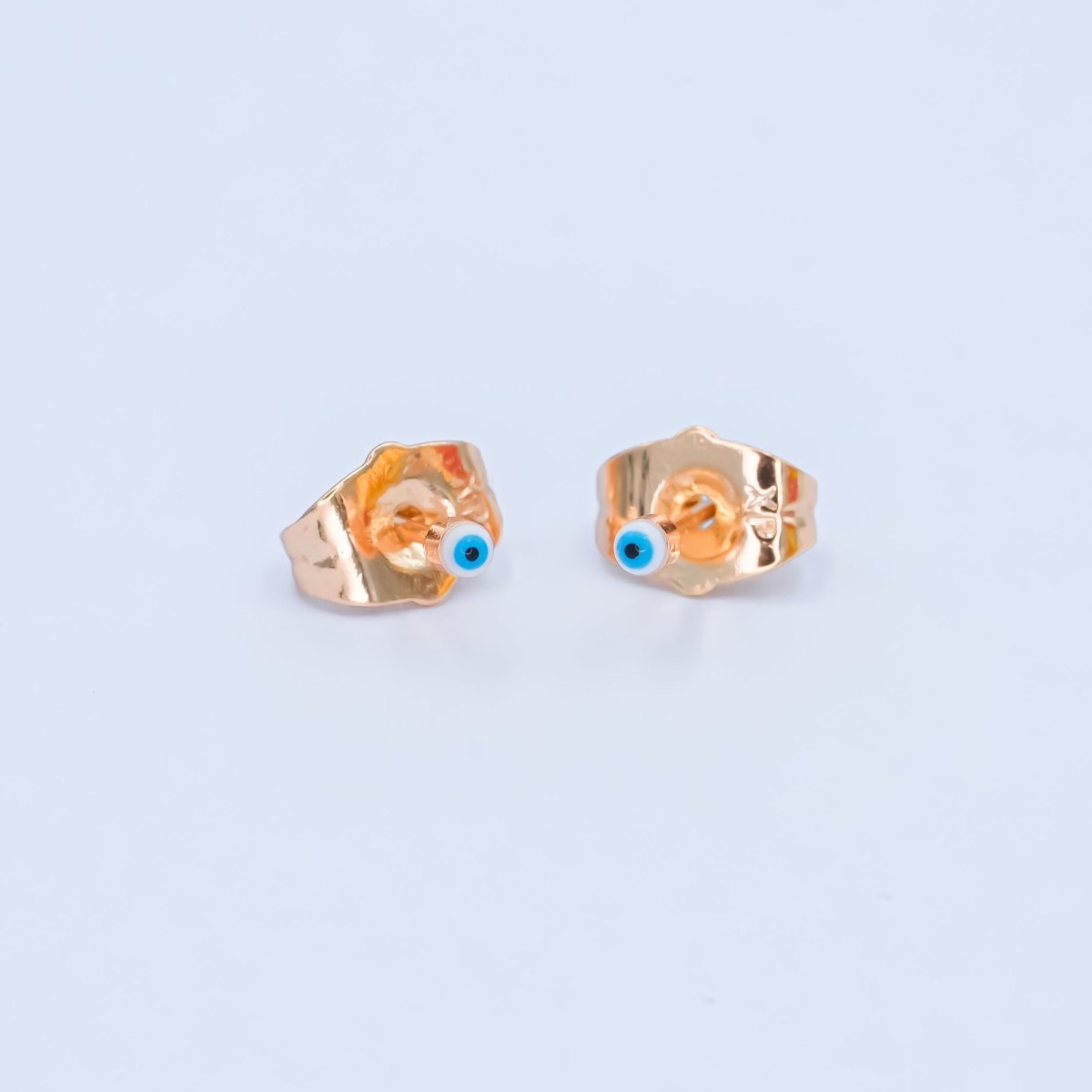 24K Gold Filled 2mm Evil Eye Round Mini Enamel Stud Earrings in Gold & Silver | AB1006 - AB1008 - DLUXCA