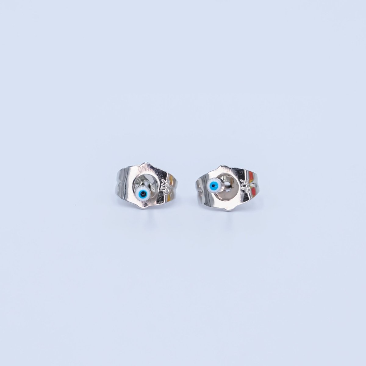 24K Gold Filled 2mm Evil Eye Round Mini Enamel Stud Earrings in Gold & Silver | AB1006 - AB1008 - DLUXCA