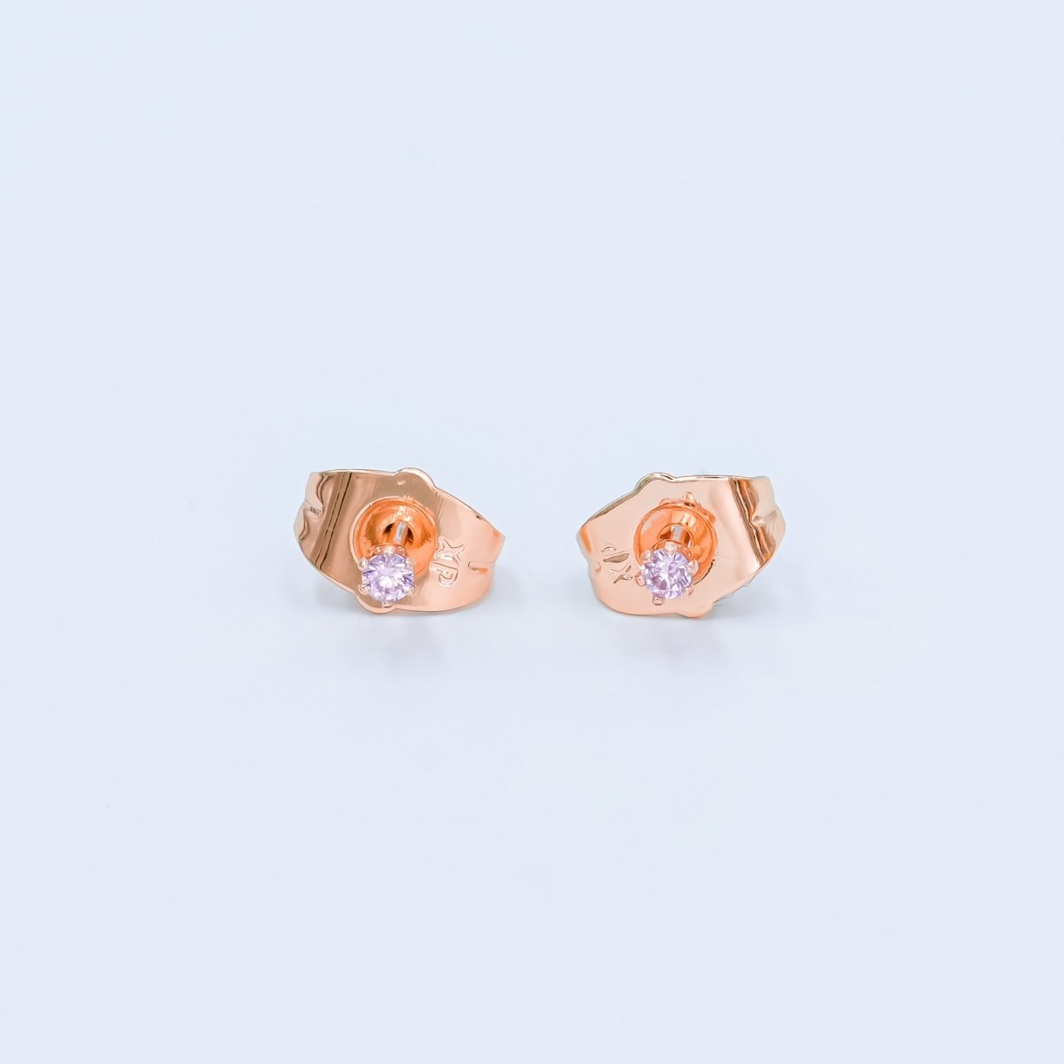 24K Gold Filled 2mm Round CZ Mini Stud Earrings in Gold & Silver | AB992 - AB1000 - DLUXCA