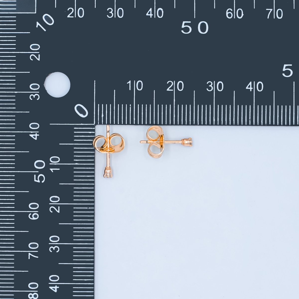 24K Gold Filled 2mm Round CZ Mini Stud Earrings in Gold & Silver | AB992 - AB1000 - DLUXCA