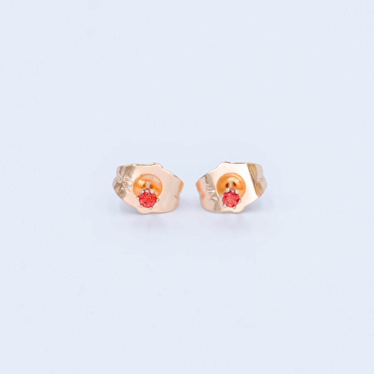 24K Gold Filled 2mm Round CZ Mini Stud Earrings in Gold & Silver | AB992 - AB1000 - DLUXCA