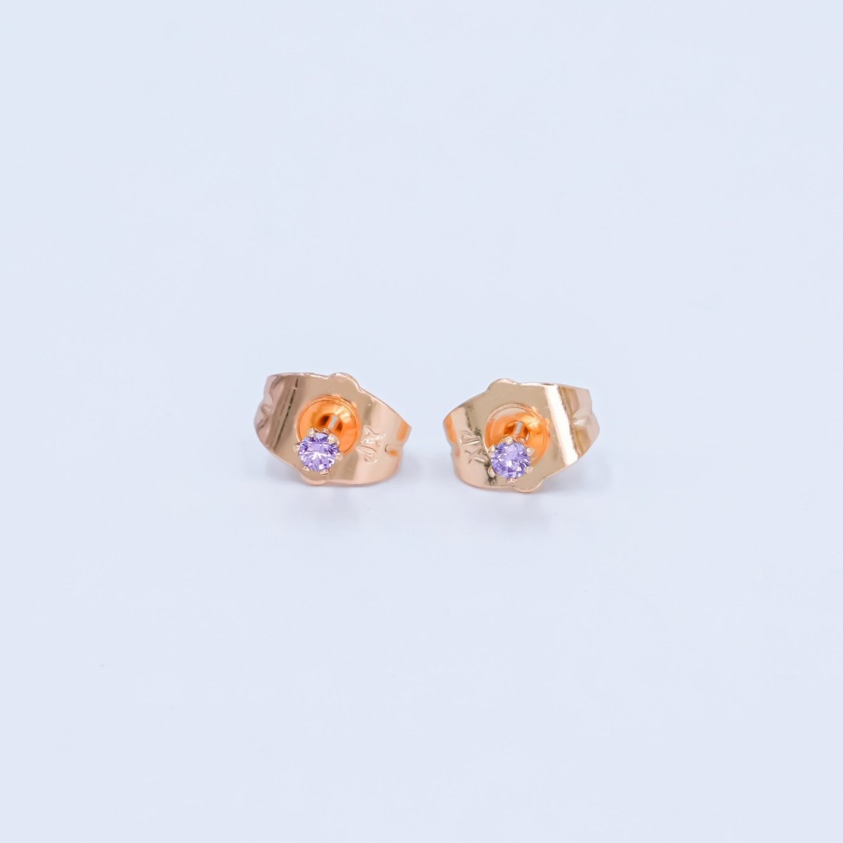 24K Gold Filled 2mm Round CZ Mini Stud Earrings in Gold & Silver | AB992 - AB1000 - DLUXCA