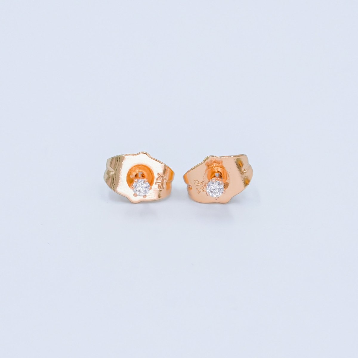 24K Gold Filled 2mm Round CZ Mini Stud Earrings in Gold & Silver | AB992 - AB1000 - DLUXCA
