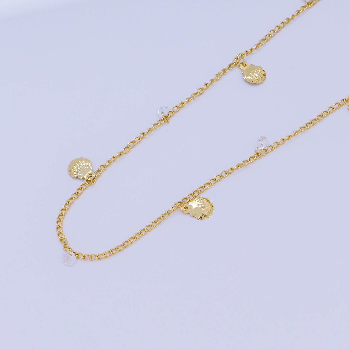 24K Gold Filled 2mm Round CZ Seashell Classic Curb Chain by Yard | ROLL - 1673 - DLUXCA
