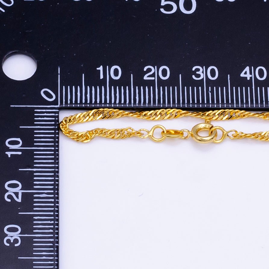 24K Gold Filled 2mm Singapore Chain 16 Inch Choker Necklace | WA-2496 - DLUXCA