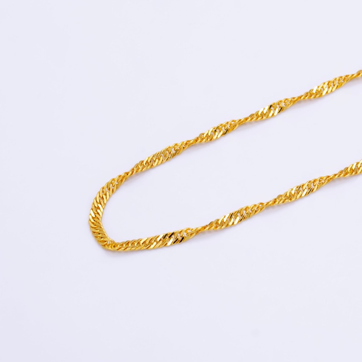 24K Gold Filled 2mm Singapore Chain 16 Inch Choker Necklace | WA-2496 - DLUXCA