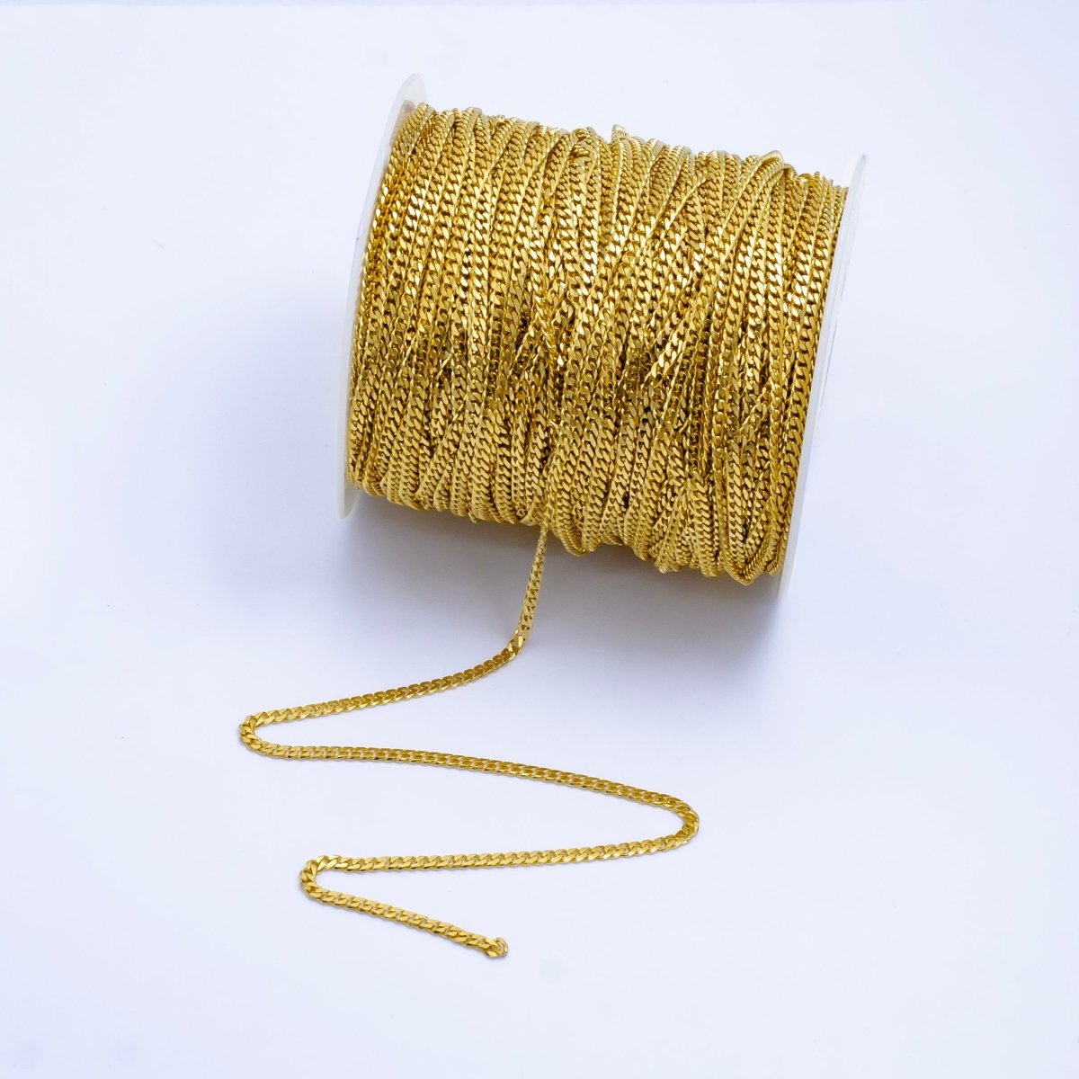 24K Gold Filled 2mm Thin Cuban Chain by Yard | ROLL - 1534 - DLUXCA
