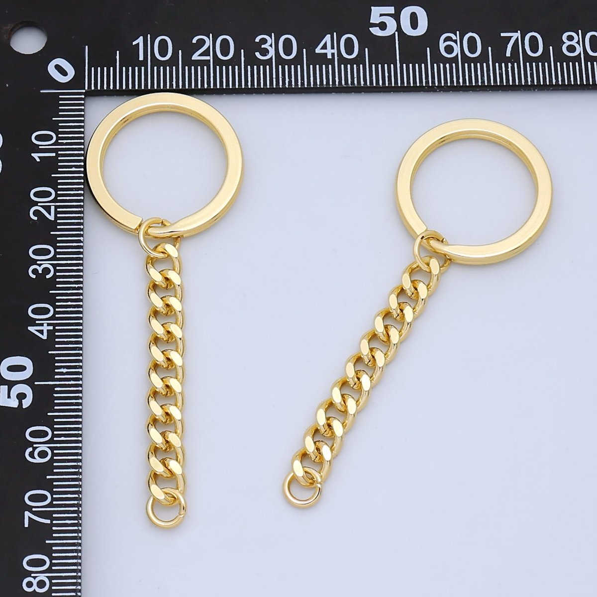 24K Gold Filled 3 - Inch Concave Curb Chain Drop Keychain Findings | Z1072 - DLUXCA