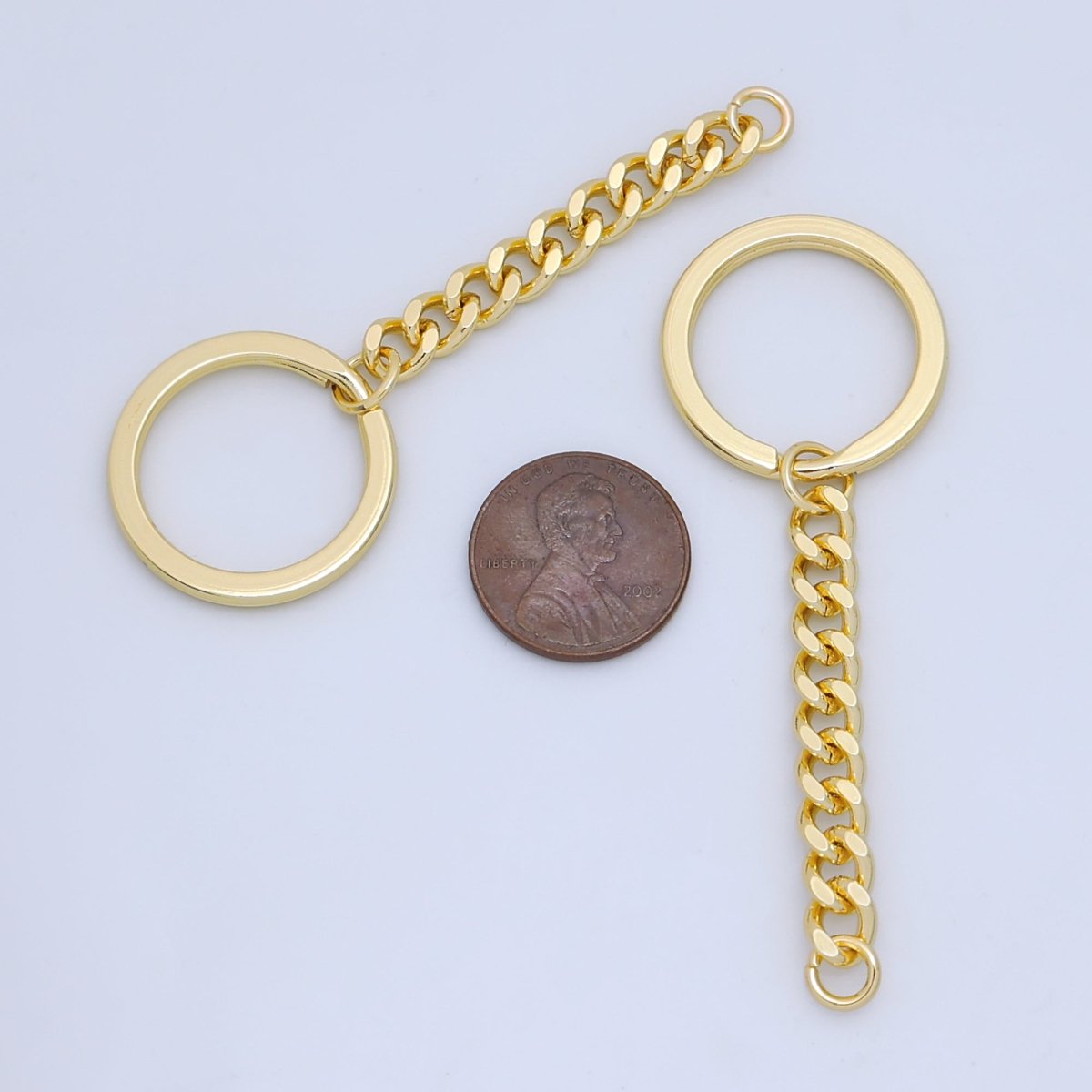 24K Gold Filled 3 - Inch Concave Curb Chain Drop Keychain Findings | Z1072 - DLUXCA