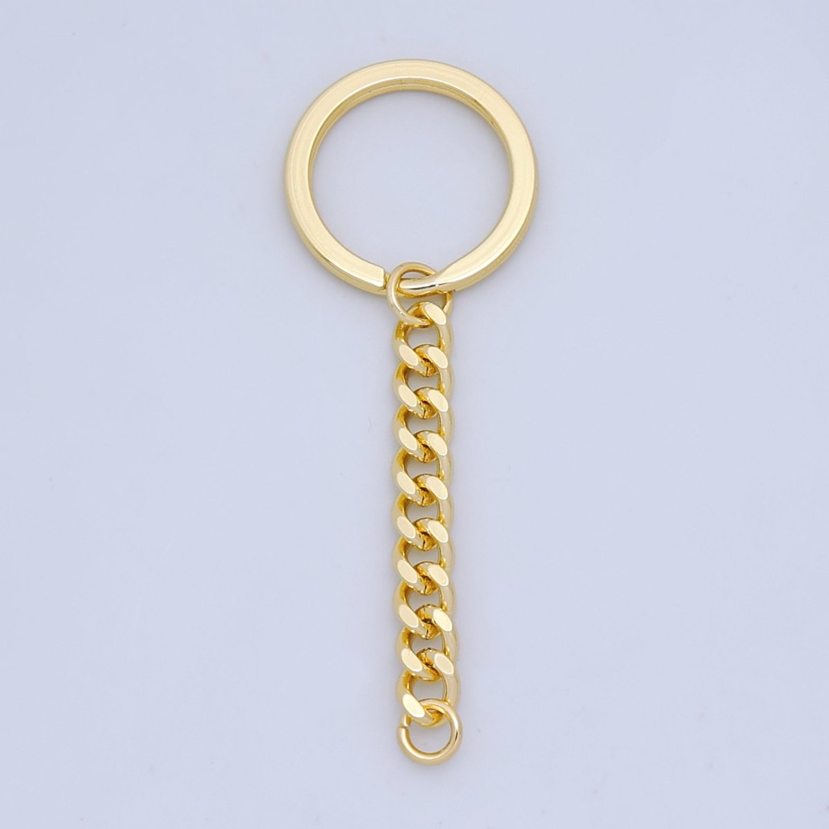 24K Gold Filled 3 - Inch Concave Curb Chain Drop Keychain Findings | Z1072 - DLUXCA