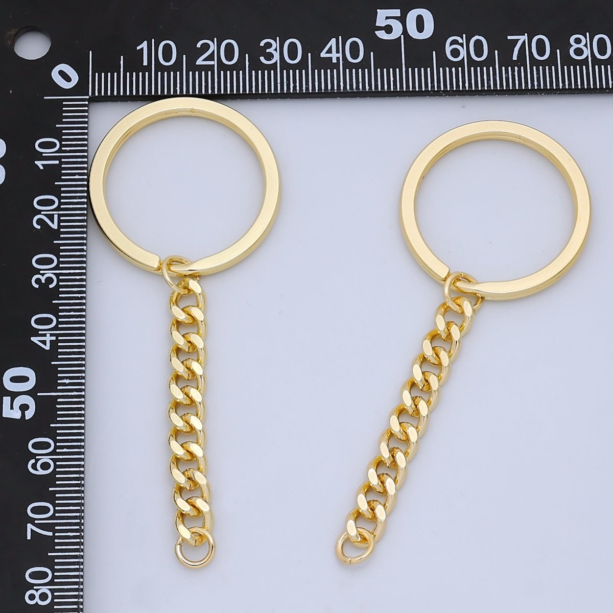 24K Gold Filled 3 - Inch Curb Chain Drop Keychain Findings | Z1073 - DLUXCA