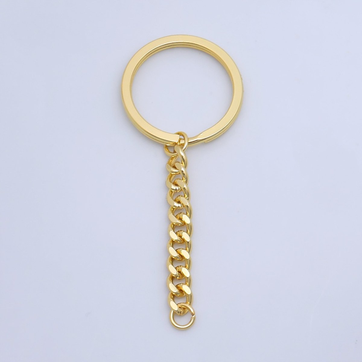 24K Gold Filled 3 - Inch Curb Chain Drop Keychain Findings | Z1073 - DLUXCA