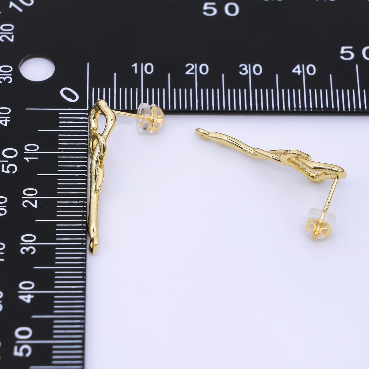 24K Gold Filled 30mm Molten Drip Knot Drop Stud Earrings Findings | Z1278 - DLUXCA