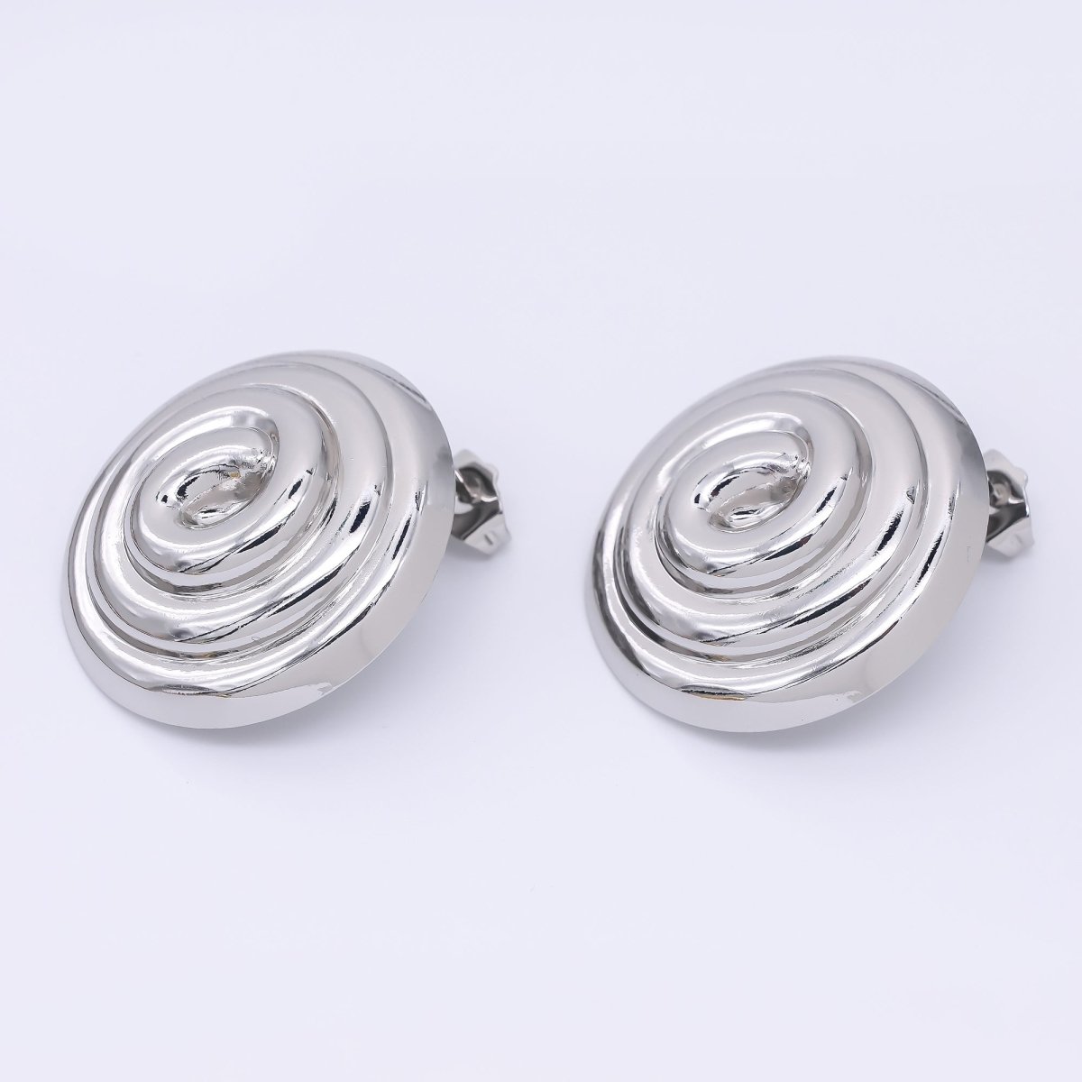 24K Gold Filled 30mm Spiral Round Studs Earrings in Gold & Silver | AJ087 AJ088 - DLUXCA