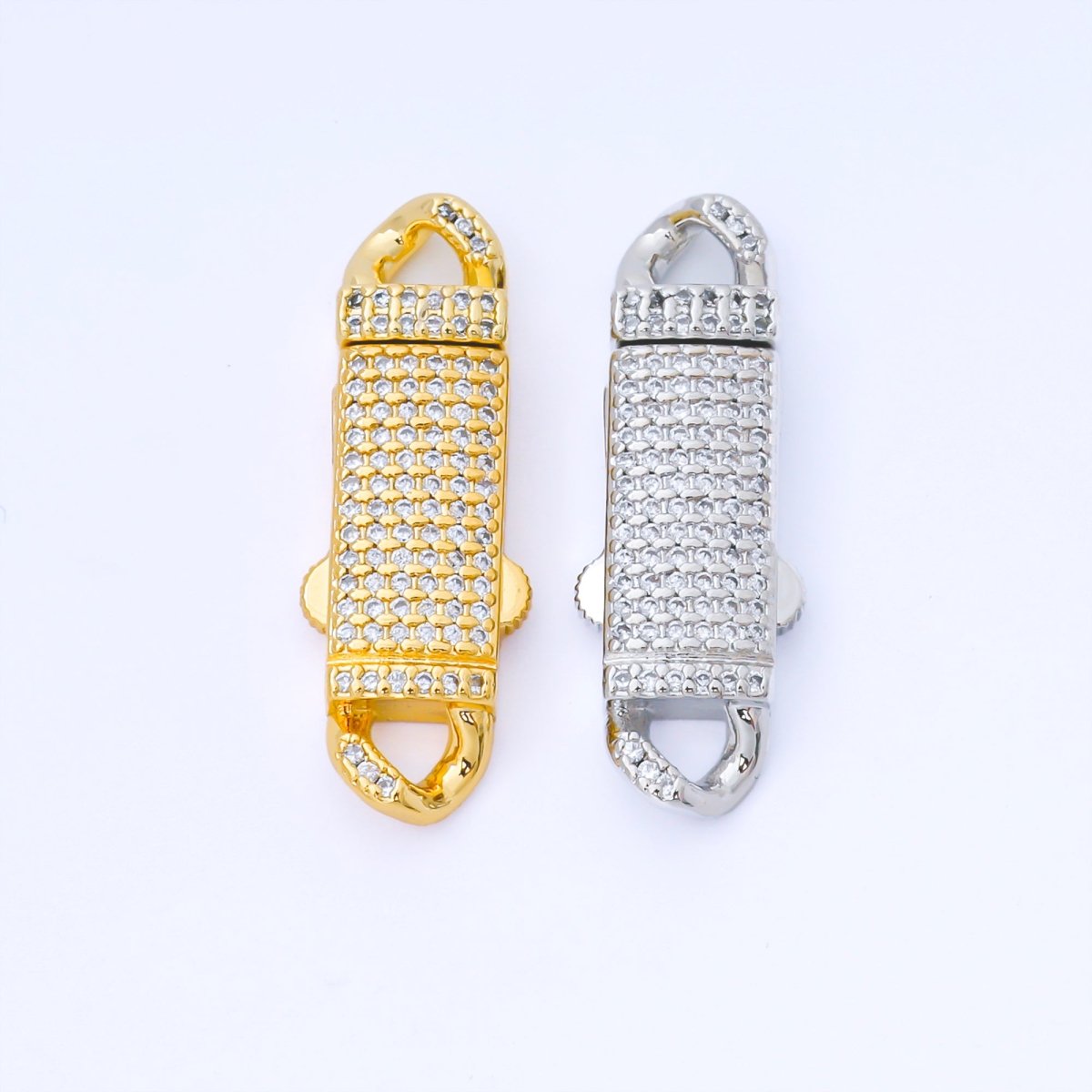 24K Gold Filled 31mm Micro Paved CZ Double Padlock Spring Gate Clasp Closure Charm Finding | Z1330 - DLUXCA