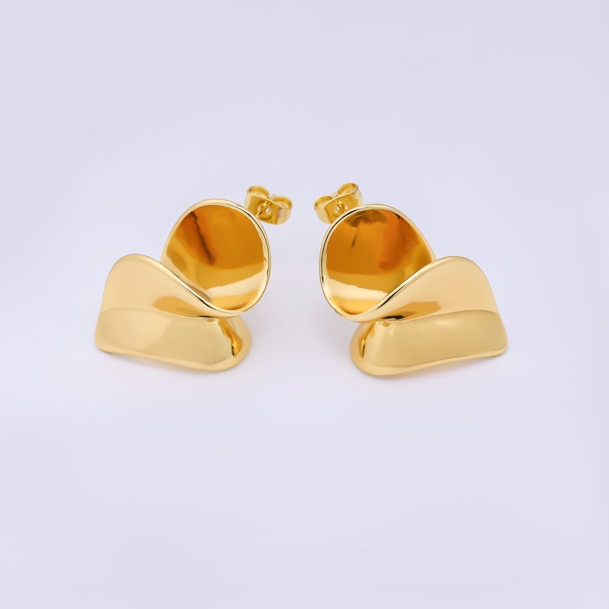 24K Gold Filled 31mm Molten Foil Geometric Stud Earrings | AI458 - DLUXCA