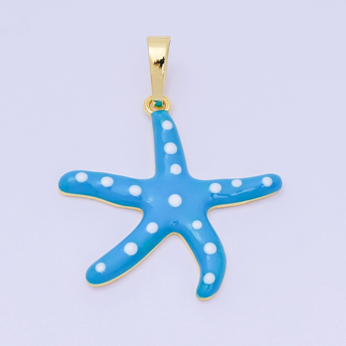 24K Gold Filled 32mm Colorful Charm Enamel Polka Dot Sea Starfish Pendant | AA - 1586 - AA - 1588 - DLUXCA