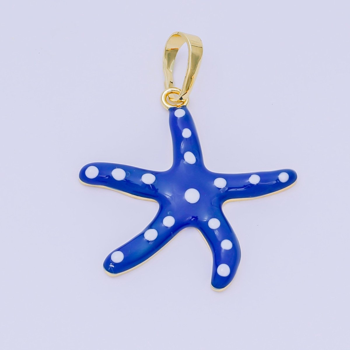 24K Gold Filled 32mm Colorful Charm Enamel Polka Dot Sea Starfish Pendant | AA - 1586 - AA - 1588 - DLUXCA