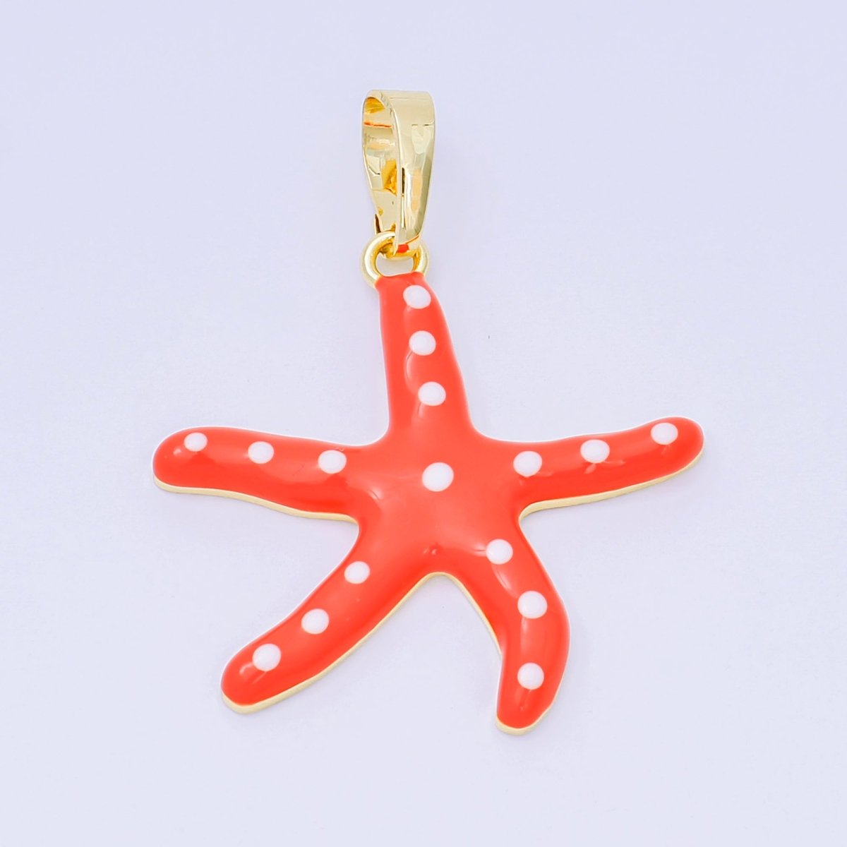 24K Gold Filled 32mm Colorful Charm Enamel Polka Dot Sea Starfish Pendant | AA - 1586 - AA - 1588 - DLUXCA