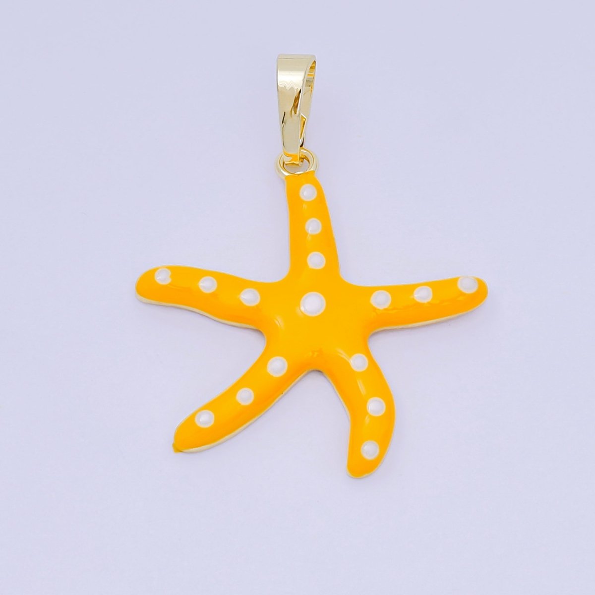 24K Gold Filled 32mm Colorful Charm Enamel Polka Dot Sea Starfish Pendant | AA - 1586 - AA - 1588 - DLUXCA