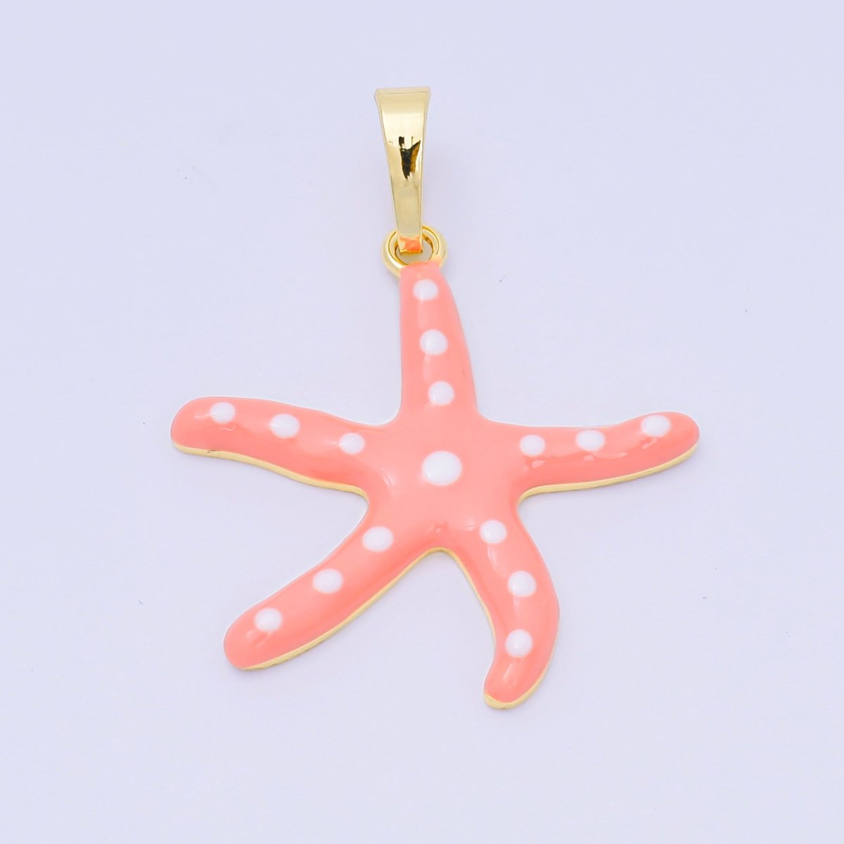 24K Gold Filled 32mm Colorful Charm Enamel Polka Dot Sea Starfish Pendant | AA - 1586 - AA - 1588 - DLUXCA