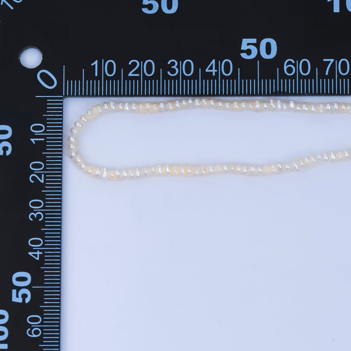 24K Gold Filled 3.2mm Dainty Freshwater Pearl Chain 15 Inch Necklace with Extender | WA - 1004 - DLUXCA