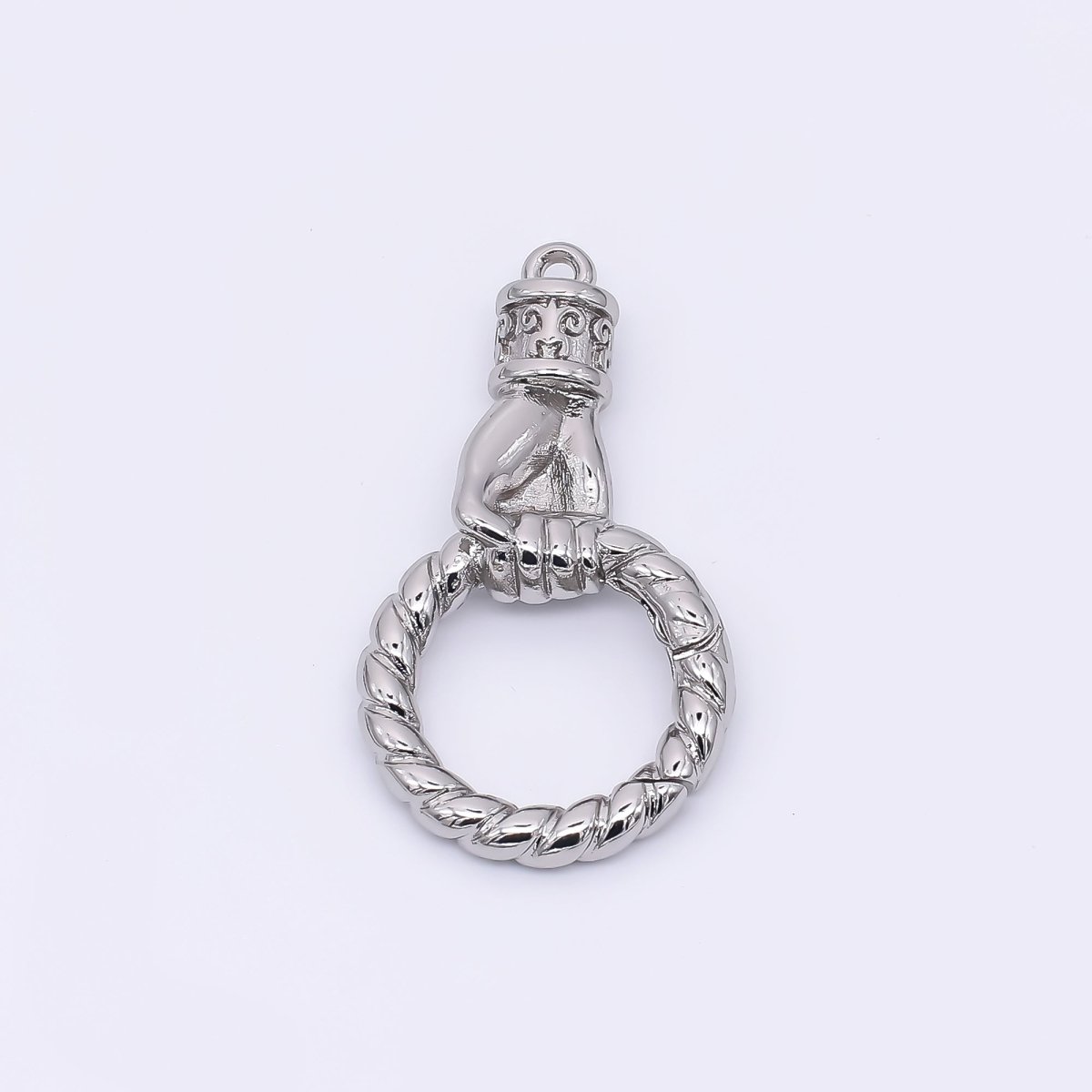 24K Gold Filled 32mm Grasping Hand Round Push Gate Oblong Closure Finding in Gold & Silver | Z - 1312 - DLUXCA