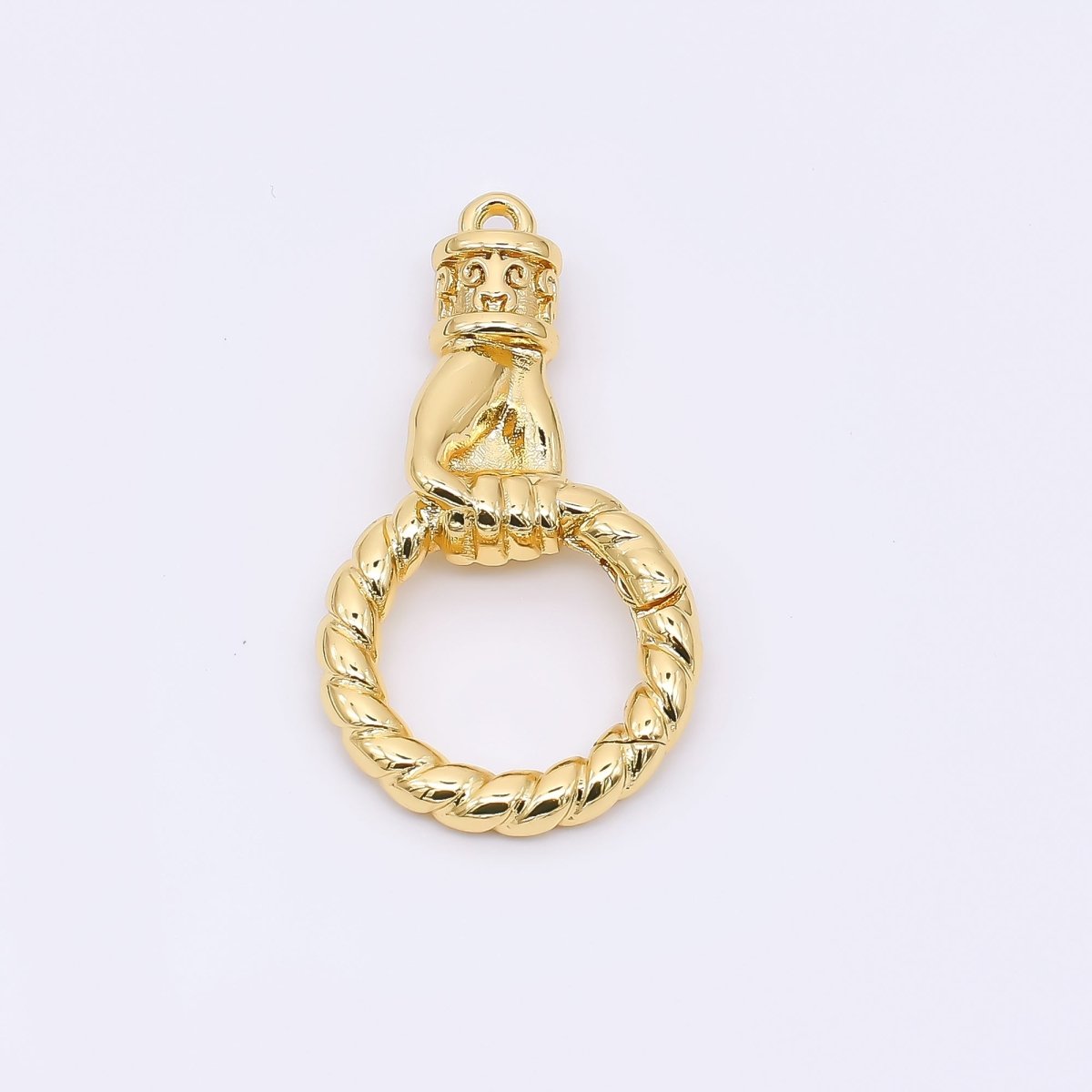 24K Gold Filled 32mm Grasping Hand Round Push Gate Oblong Closure Finding in Gold & Silver | Z - 1312 - DLUXCA