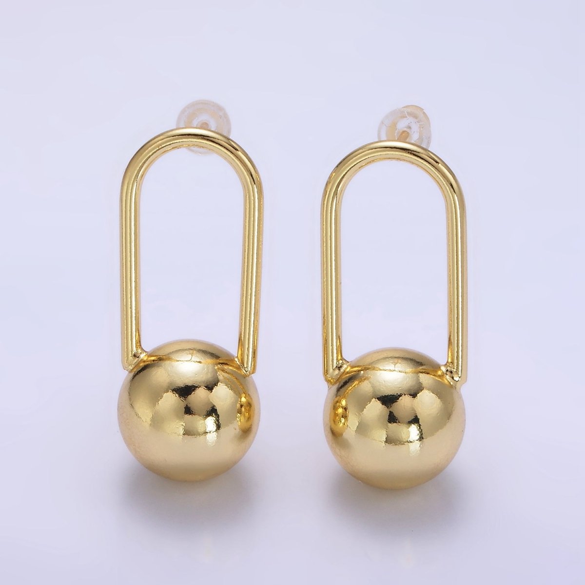 24K Gold Filled 35mm Ball Oblong Drop Stud Stud Earrings | P525 - DLUXCA