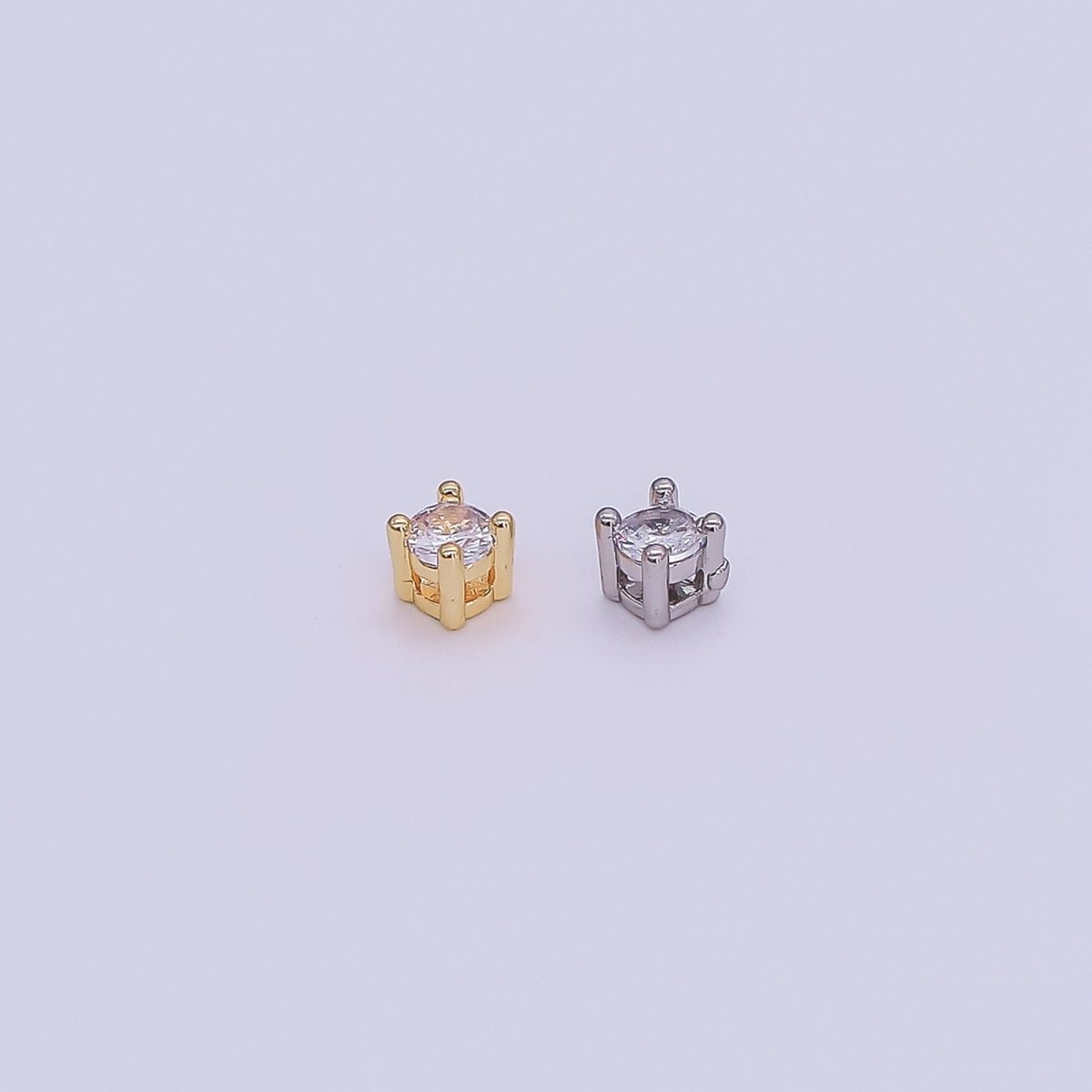 24K Gold Filled 3.5mm Clear CZ Round Bead in Gold & Silver | B446 - DLUXCA