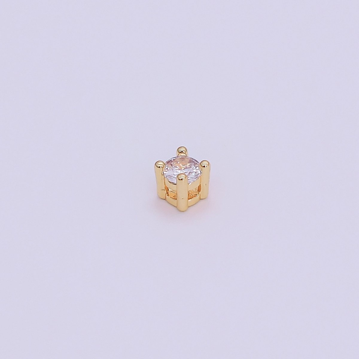 24K Gold Filled 3.5mm Clear CZ Round Bead in Gold & Silver | B446 - DLUXCA