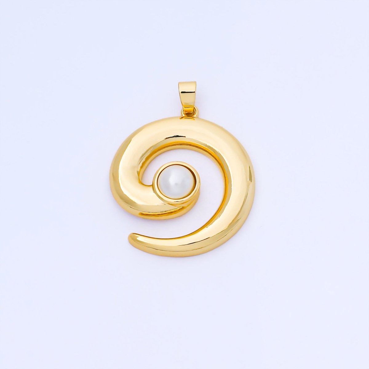24K Gold Filled 35mm Spiral Pearl Charm | AA1665 - DLUXCA