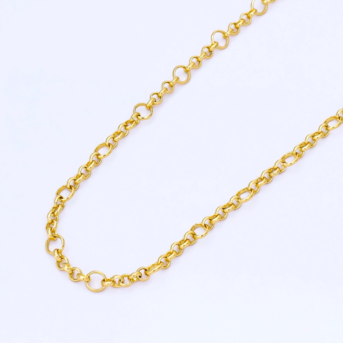 24K Gold Filled 3.6mm Big Round Figaro Unfinished Chain by Yard | Roll - 1741 - DLUXCA