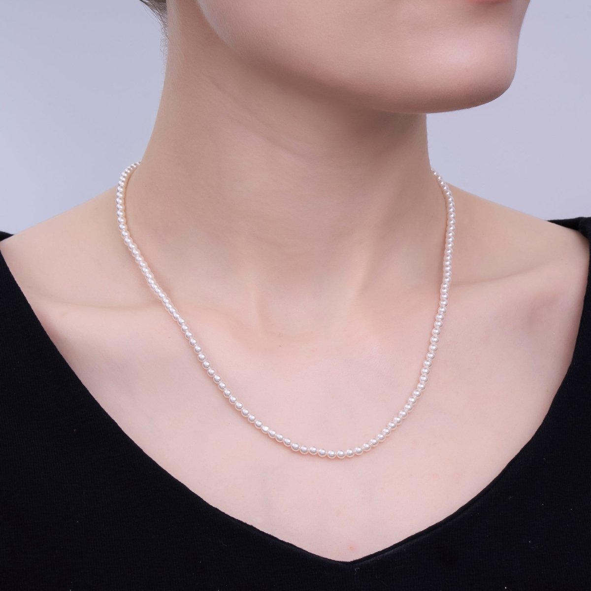 24K Gold Filled 3m Off - White Shell Pearl Bead Gemstone 17 Inch Necklace | WA - 3049 - DLUXCA