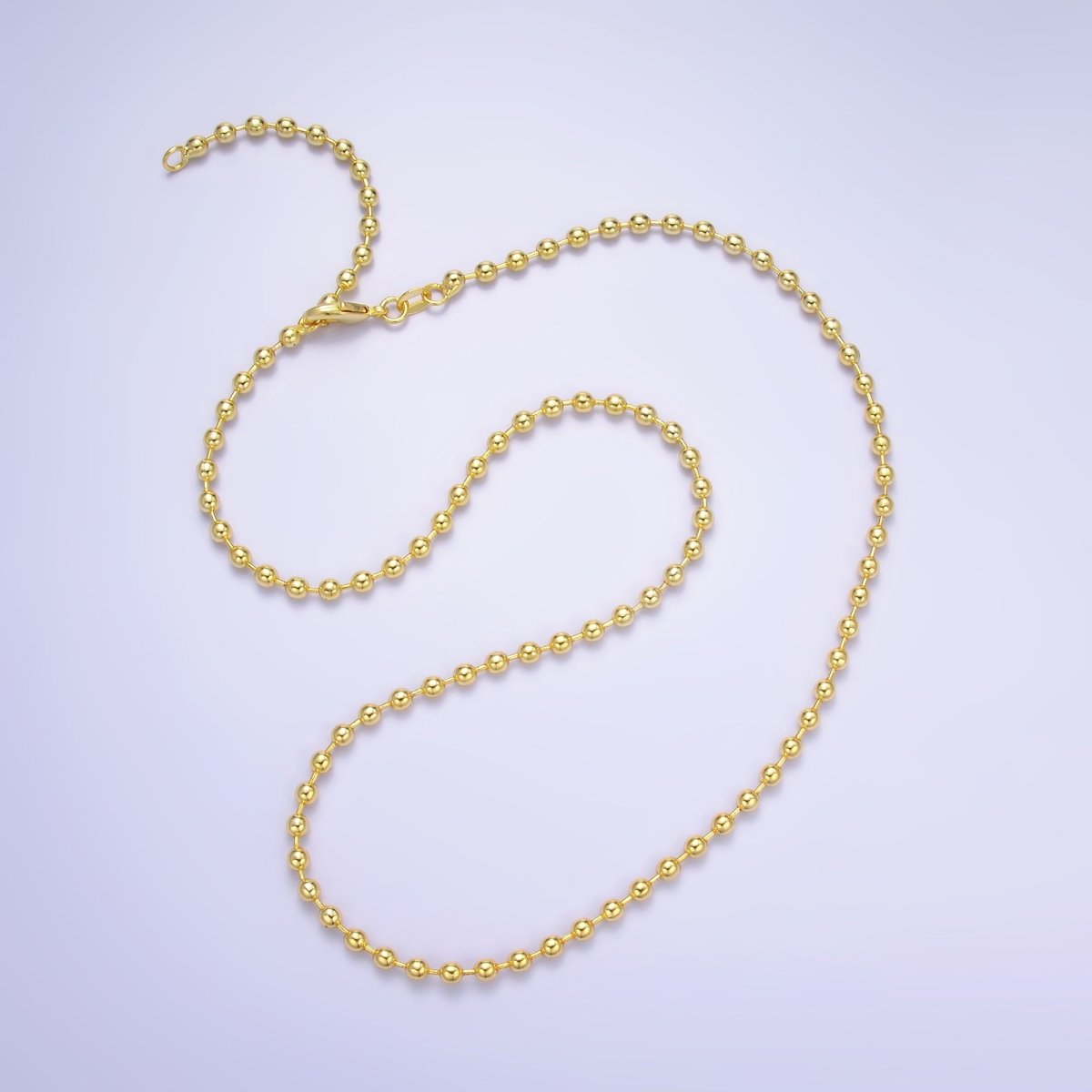 24K Gold Filled 3mm Bead Bar 18 Inch with 2 Inch Extender | WA - 2741 - DLUXCA