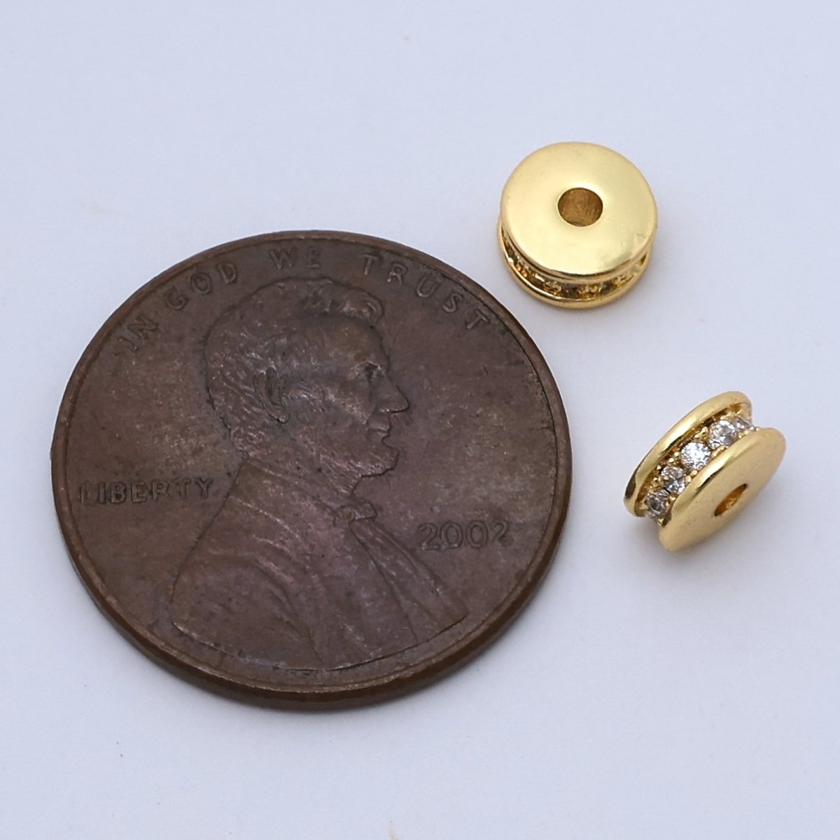 24K Gold Filled 3mm Micro Paved CZ Rhondelle Bead | B212 - DLUXCA