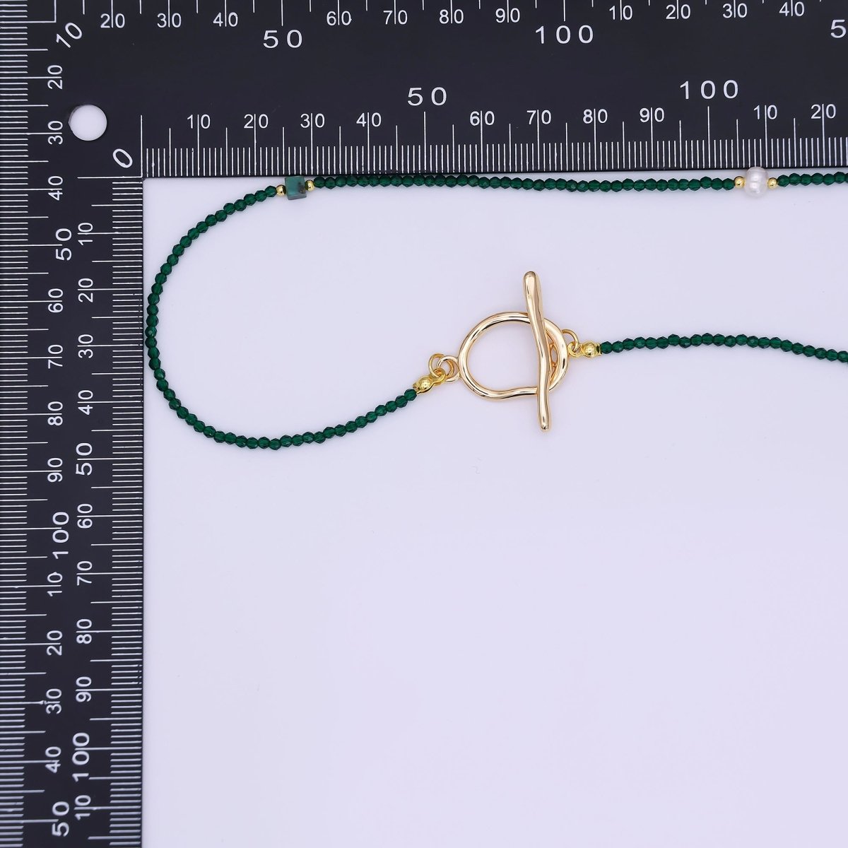 24K Gold Filled 3mm Shell Pearl Green Aventurine Crystal Gemstone 40 Inches Necklace | WA - 3086 - DLUXCA