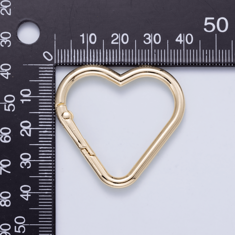 24K Gold Filled 40mm Minimalist Heart Push Gate Findings | Findings-00412 - DLUXCA