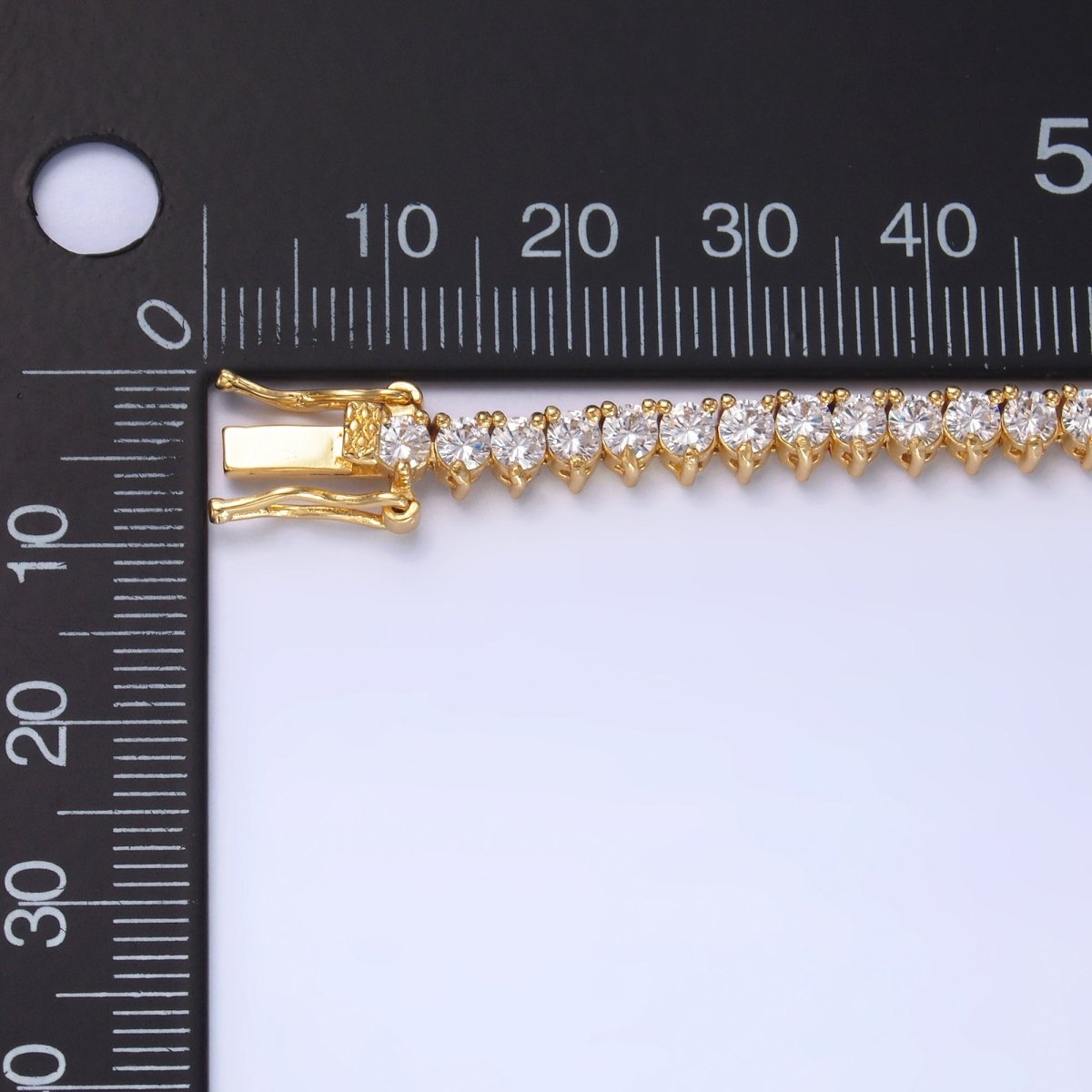 24K Gold Filled 4.2mm Three - Prong Tennis Chain Bracelet in Gold & Silver | WA - 3034 WA - 3035 - DLUXCA