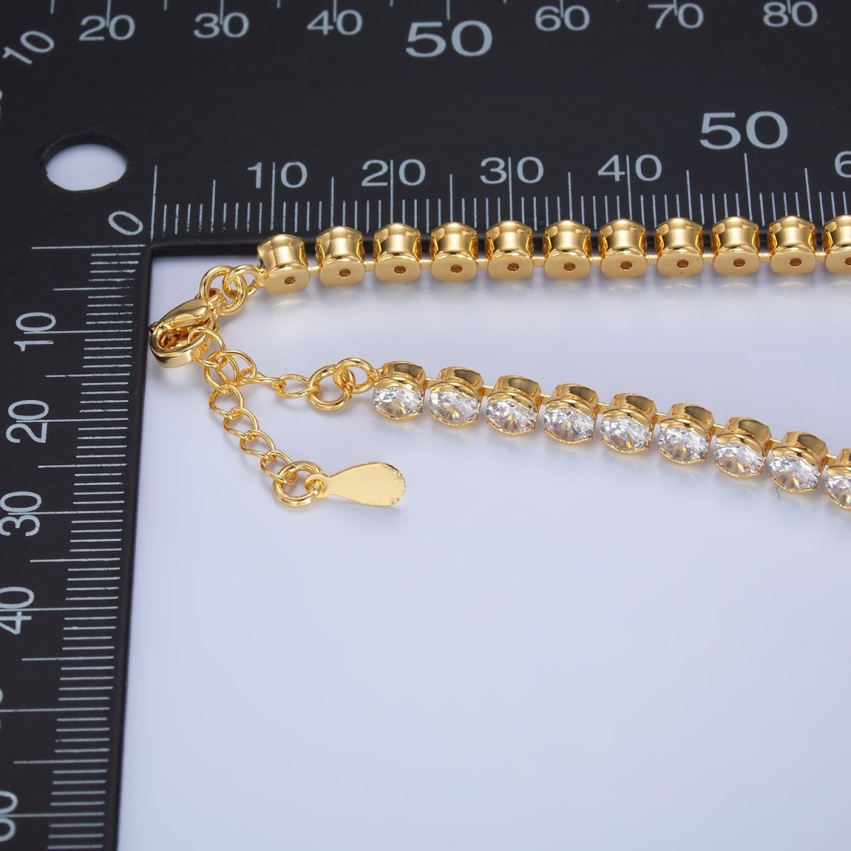 24K Gold Filled 4.5mm Clear CZ Round 7 Inch Tennis Bracelet | WA - 2979 - DLUXCA