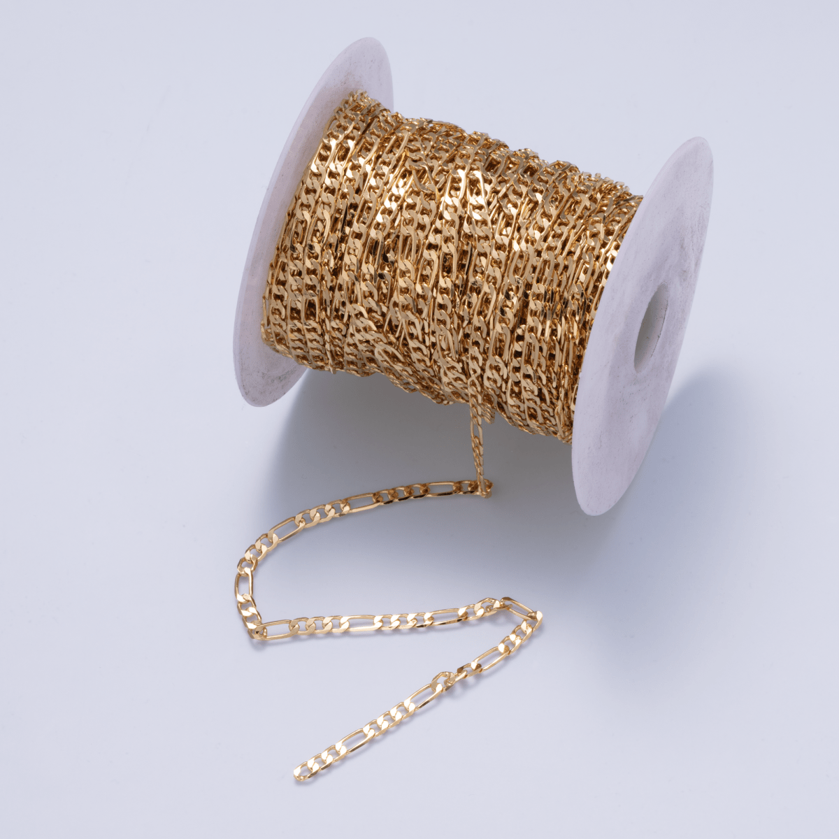 24K Gold Filled 4.5mm Minimalist Figaro Unfinished Chain by Yard | Roll-01870 - DLUXCA