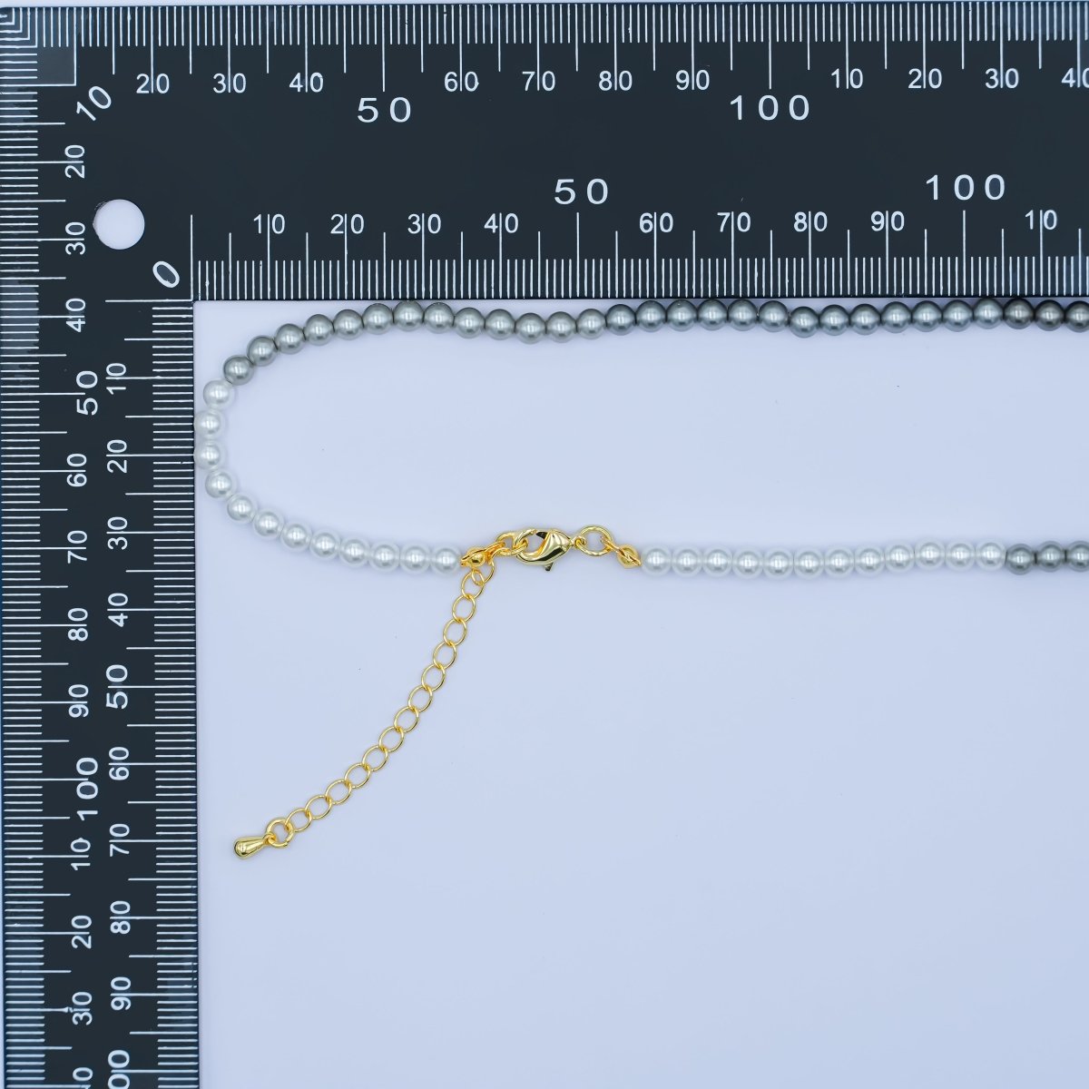 24K Gold Filled 4mm, 6mm Gradient White - Grey Shell Pearl 17 Inch Necklace | WA - 2794 WA - 2795 - DLUXCA