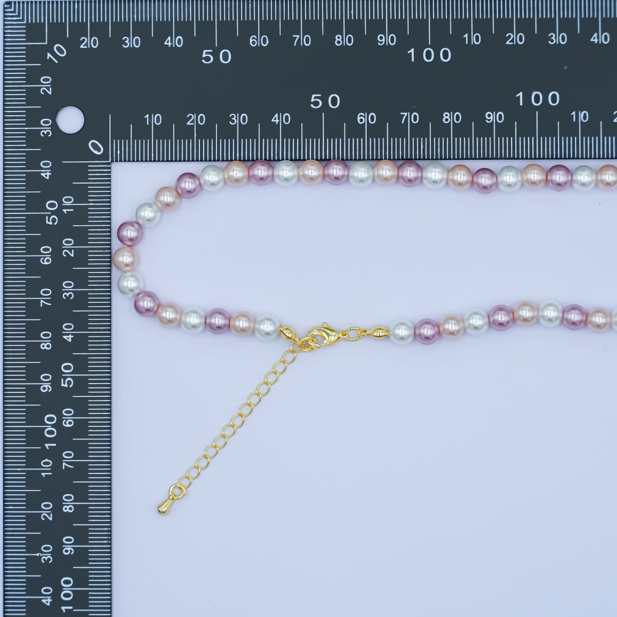 24K Gold Filled 4mm, 6mm Gradient White - Pink - Purple Shell Pearl 17 Inch Necklace | WA - 2791 WA - 2792 - DLUXCA