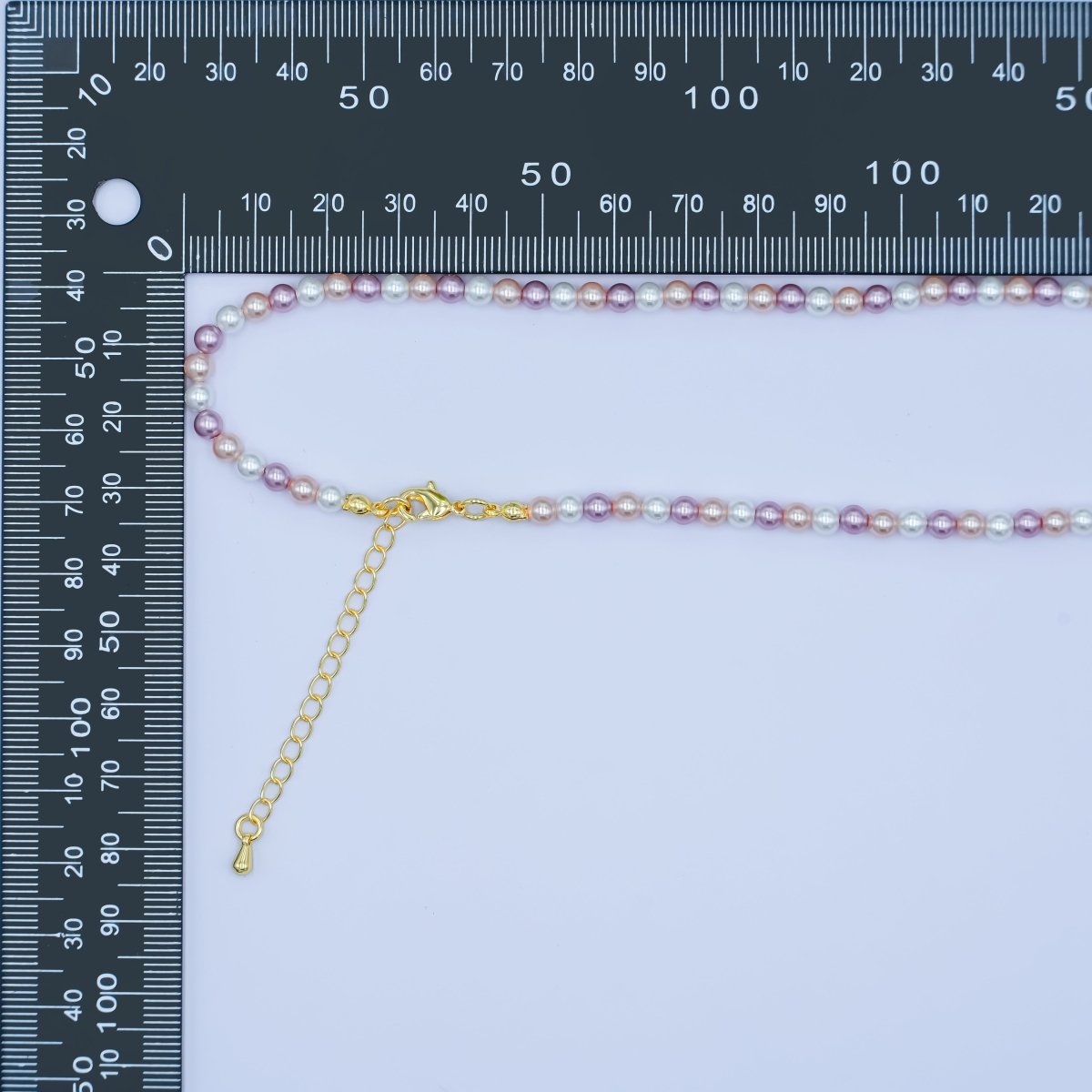 24K Gold Filled 4mm, 6mm Gradient White - Pink - Purple Shell Pearl 17 Inch Necklace | WA - 2791 WA - 2792 - DLUXCA