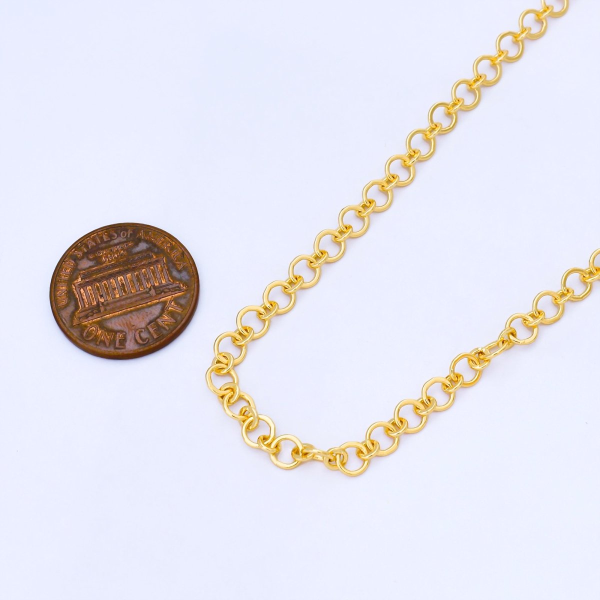 24K Gold Filled 4mm Minimalist Round Rolo Unfinished Chain by Yard | Roll - 1997 - DLUXCA
