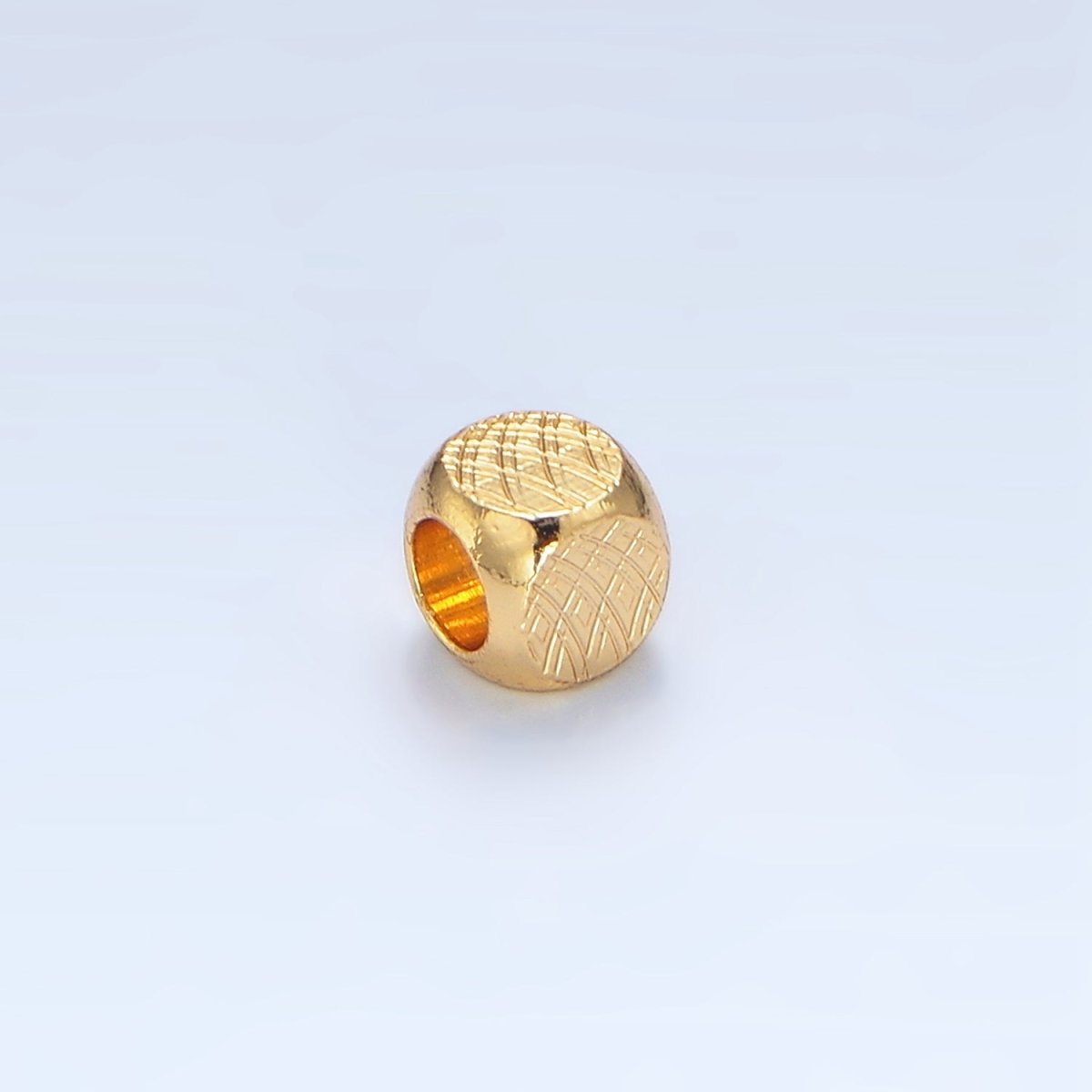 24K Gold Filled 4mm Multiple Curved Lined Square Bead | B189 - DLUXCA
