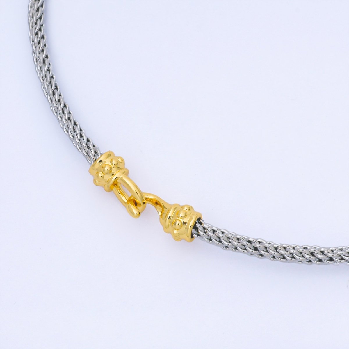 24K Gold Filled 4mm Twisted Rope Mixed Metal Necklace | WA - 3898 - DLUXCA