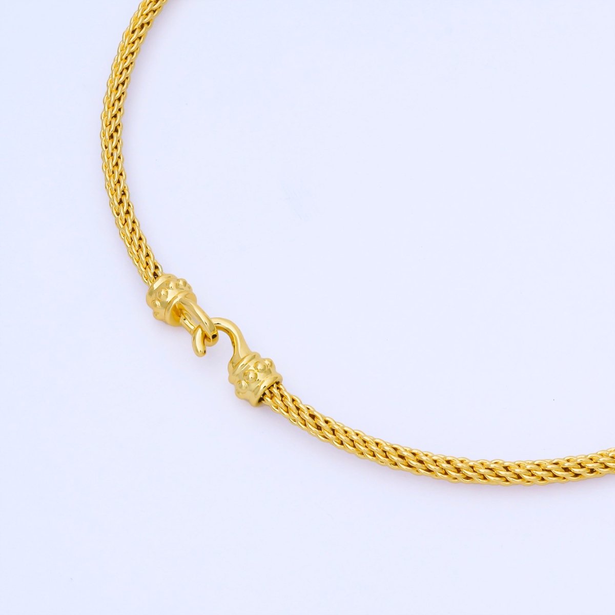 24K Gold Filled 4mm Twisted Rope Mixed Metal Necklace | WA - 3898 - DLUXCA