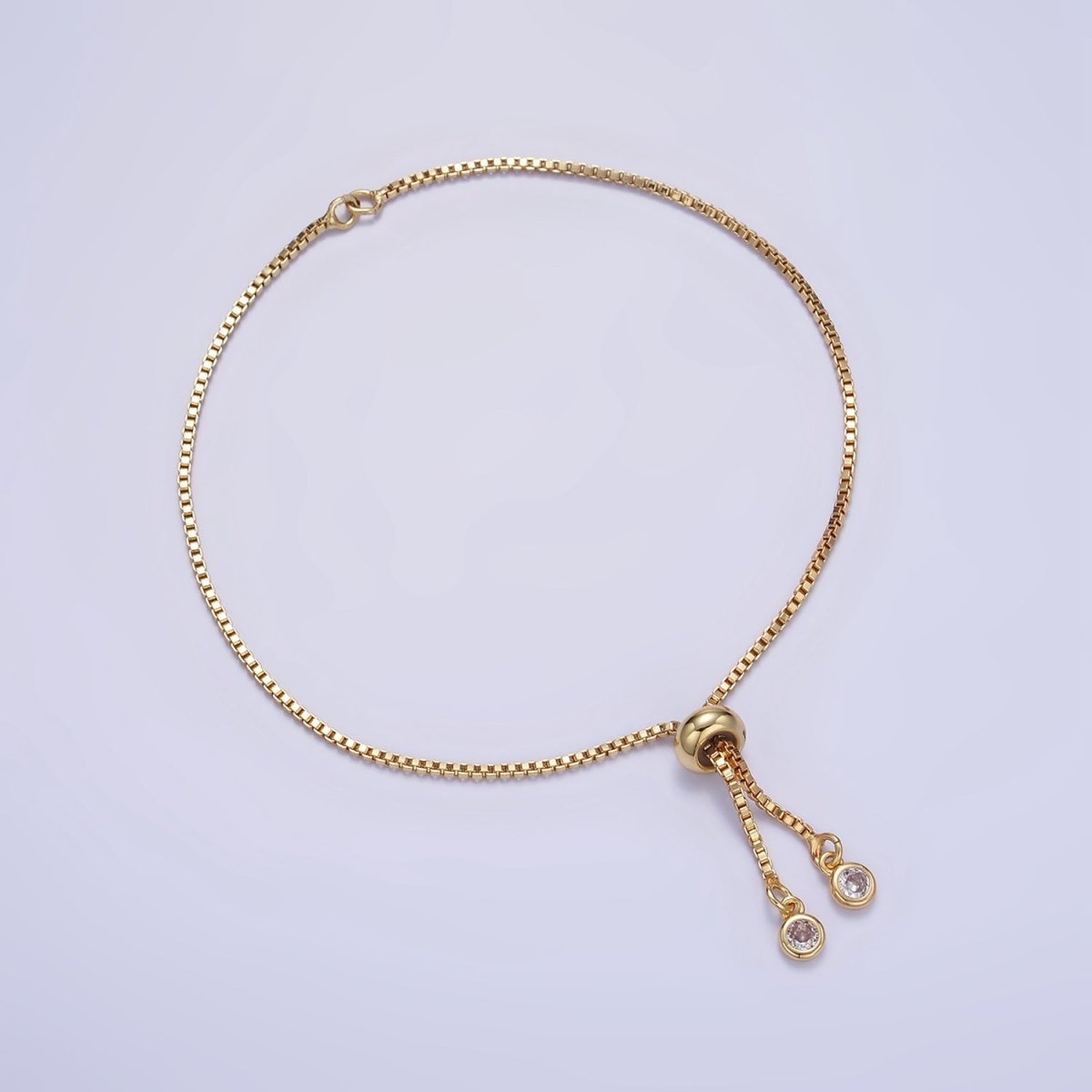 24K Gold Filled 5 Inch Box Chain Bracelet Slider Findings | L525 - DLUXCA
