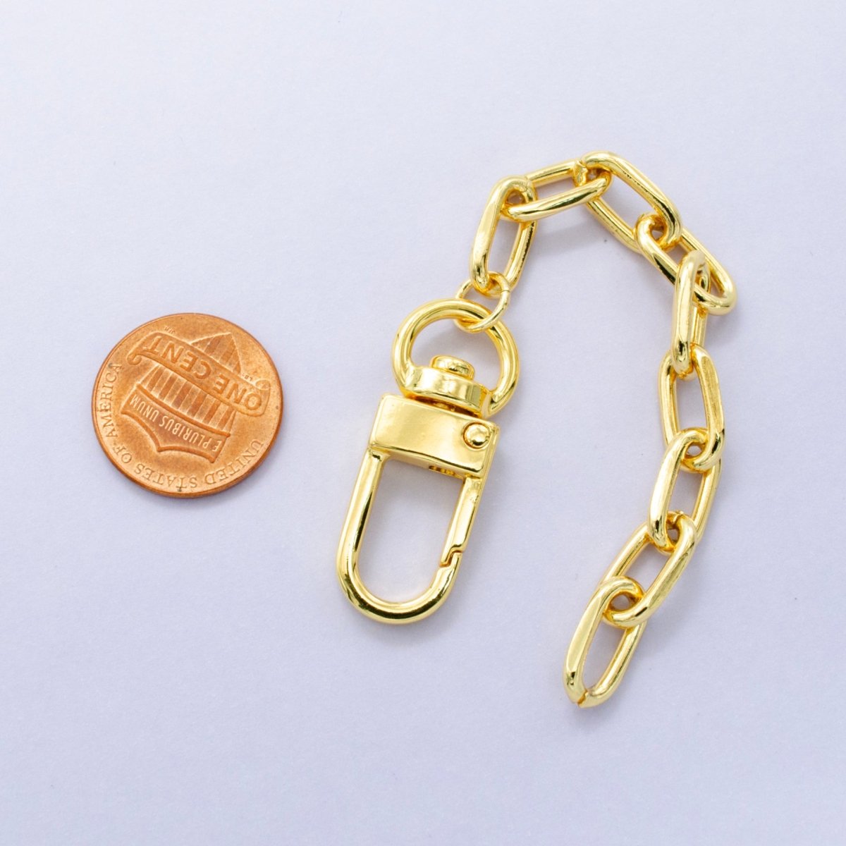 24K Gold Filled 5 Inch Paperclip Chain Bag Purse Charm Keychain Findings | WA - 2899 - DLUXCA